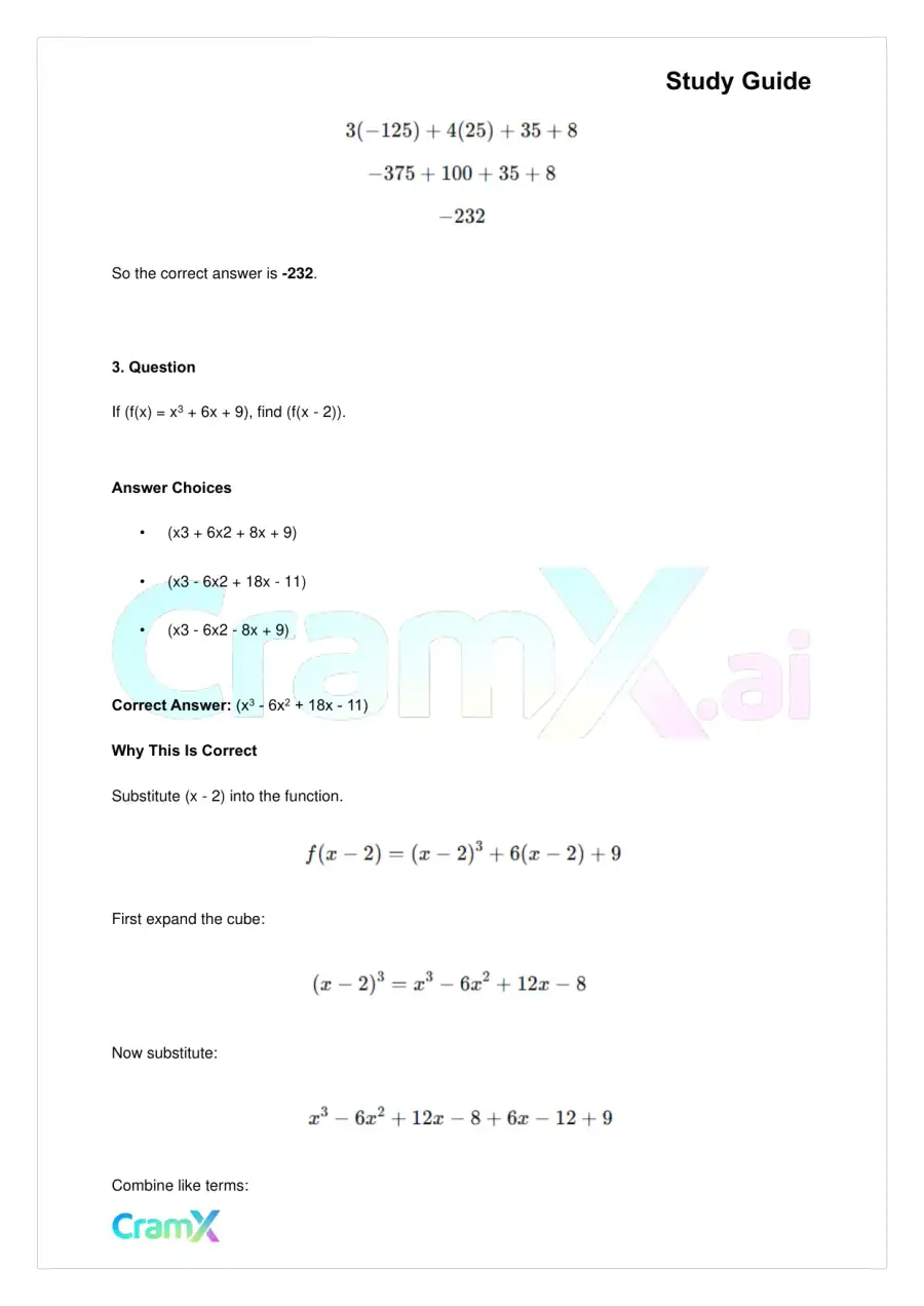 Algebra II – Polynomial Function, page 5