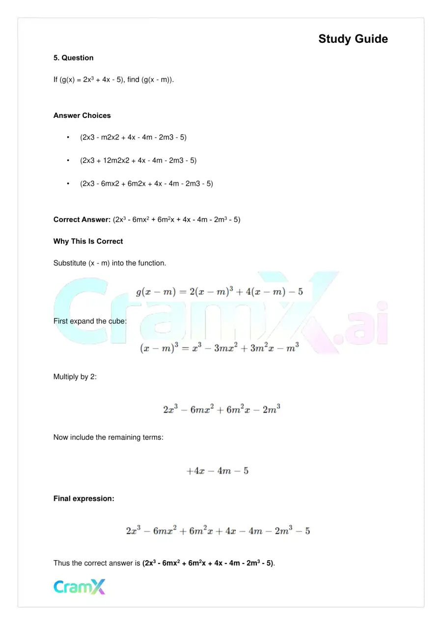 Algebra II – Polynomial Function, page 7