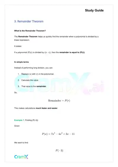 Algebra II – Polynomial Function - Page 8 preview image