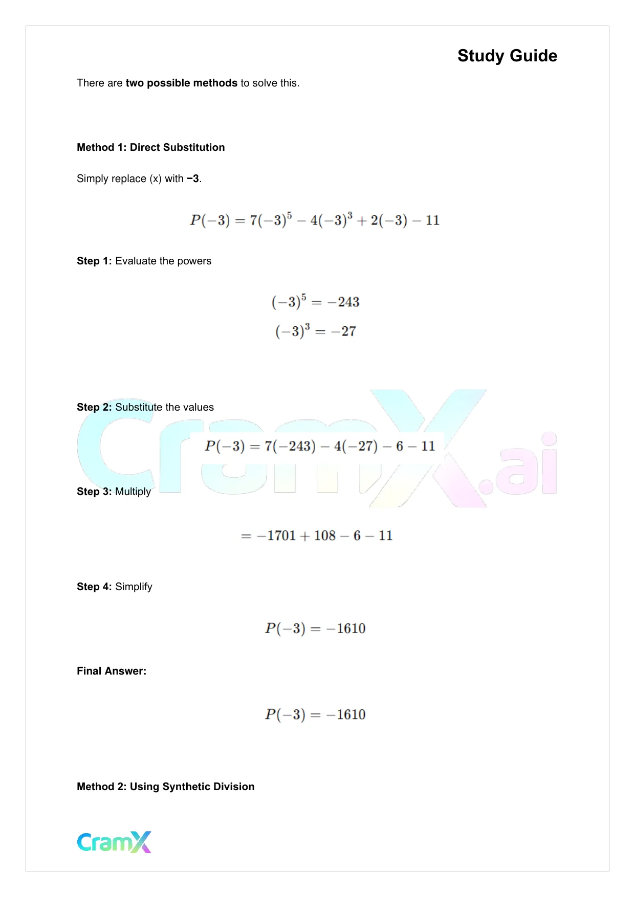 Algebra II – Polynomial Function - Page 9 preview image
