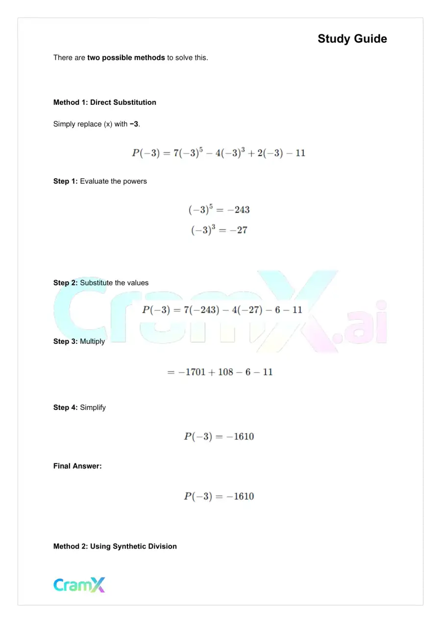 Algebra II – Polynomial Function, page 9