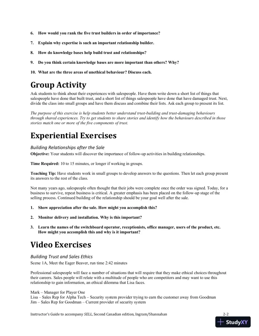SELL, Canadian Edition Lecture Notes, page 12