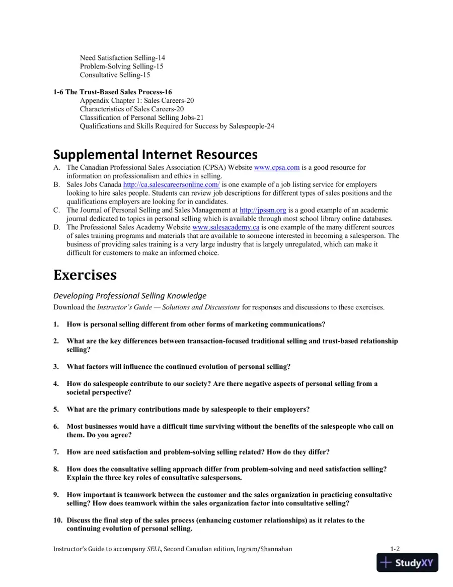 SELL, Canadian Edition Lecture Notes, page 7