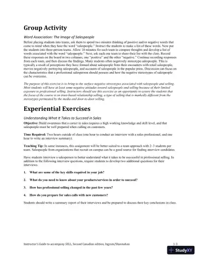 SELL, Canadian Edition Lecture Notes - Page 8 preview image