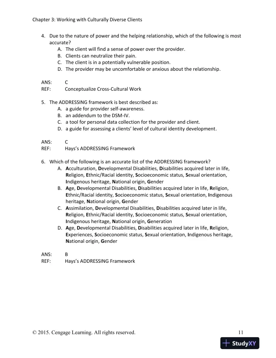 Cultural Diversity: A Primer for the Human Services 5th Edition Test Bank, page 12