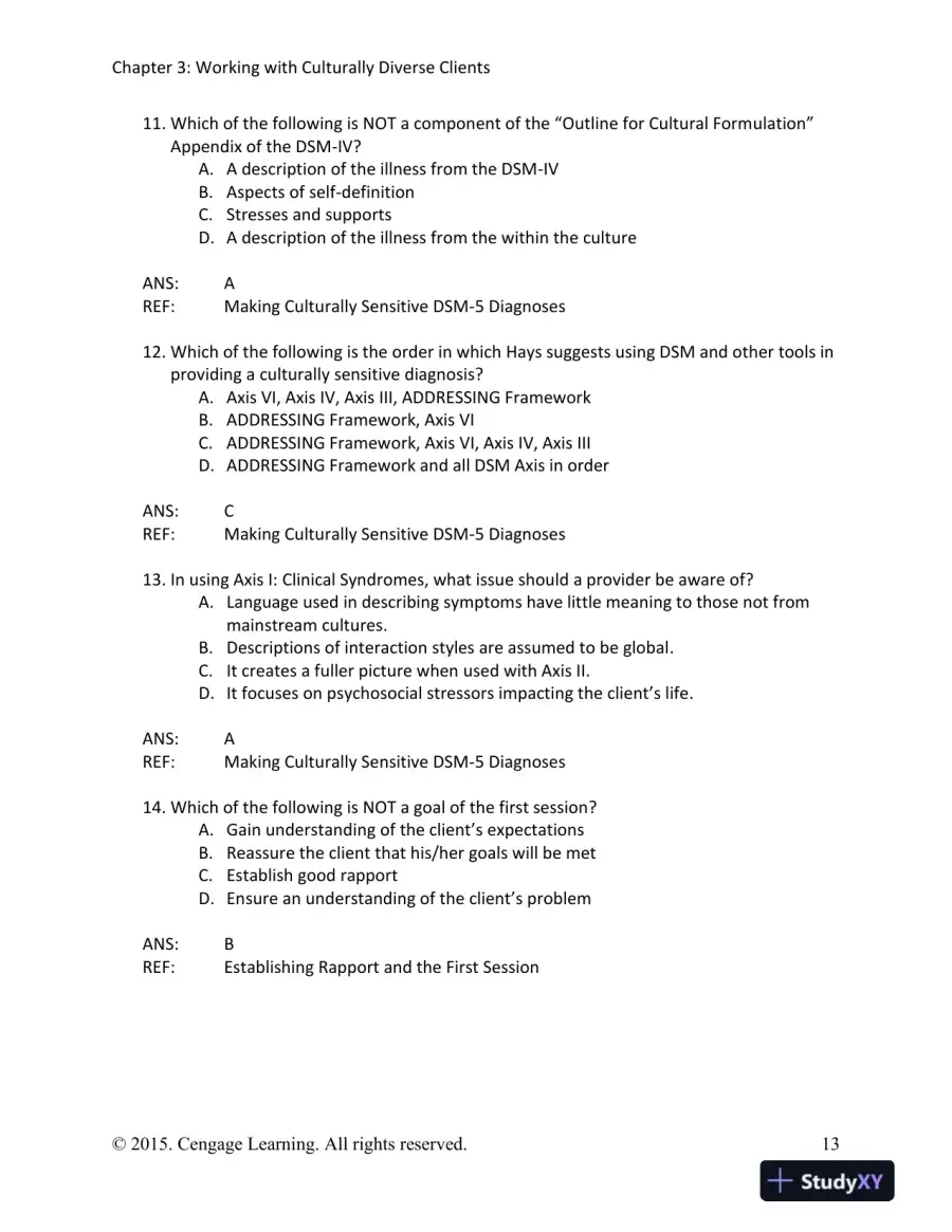 Cultural Diversity: A Primer for the Human Services 5th Edition Test Bank, page 14