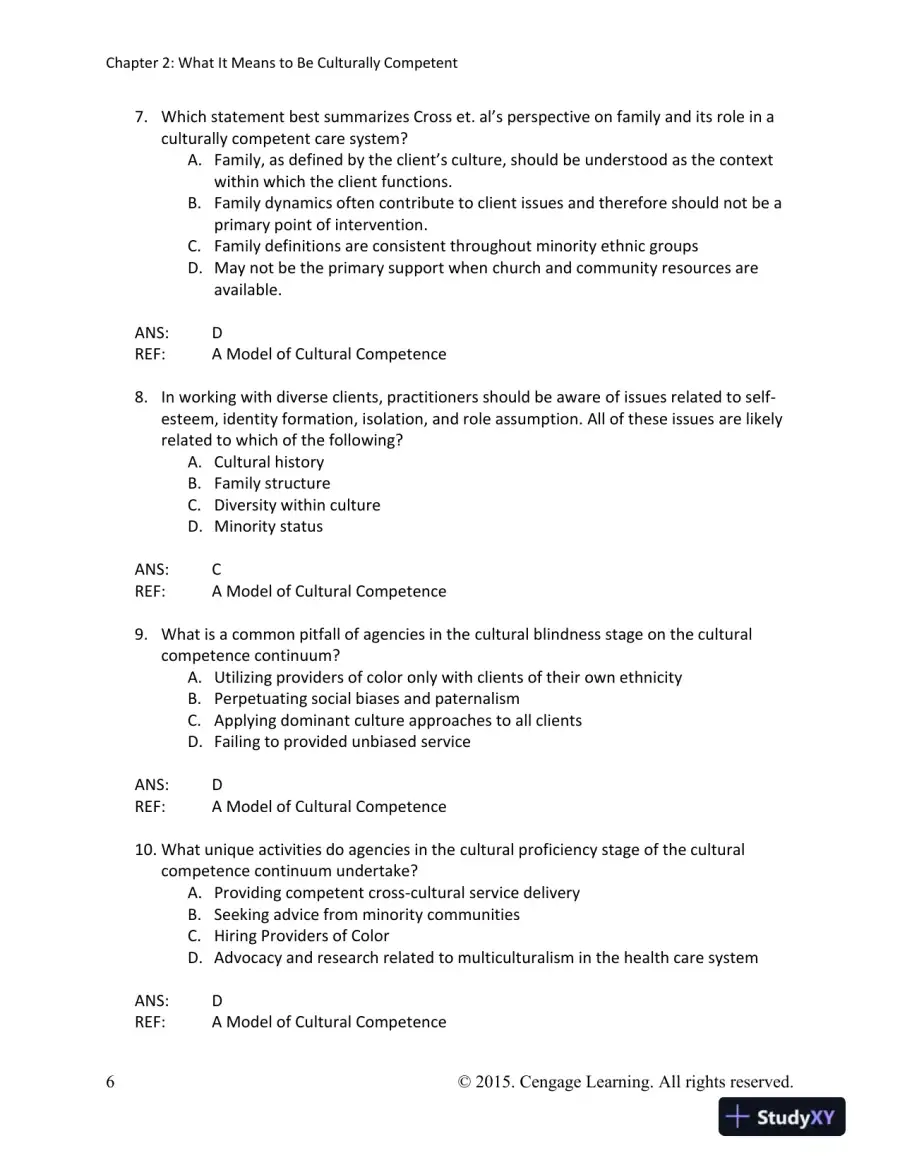 Cultural Diversity: A Primer for the Human Services 5th Edition Test Bank, page 7