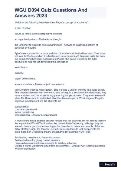 2023 WGUD094 Education Practice Exam With Answers (156 Solved Questions) - Page 1 preview image