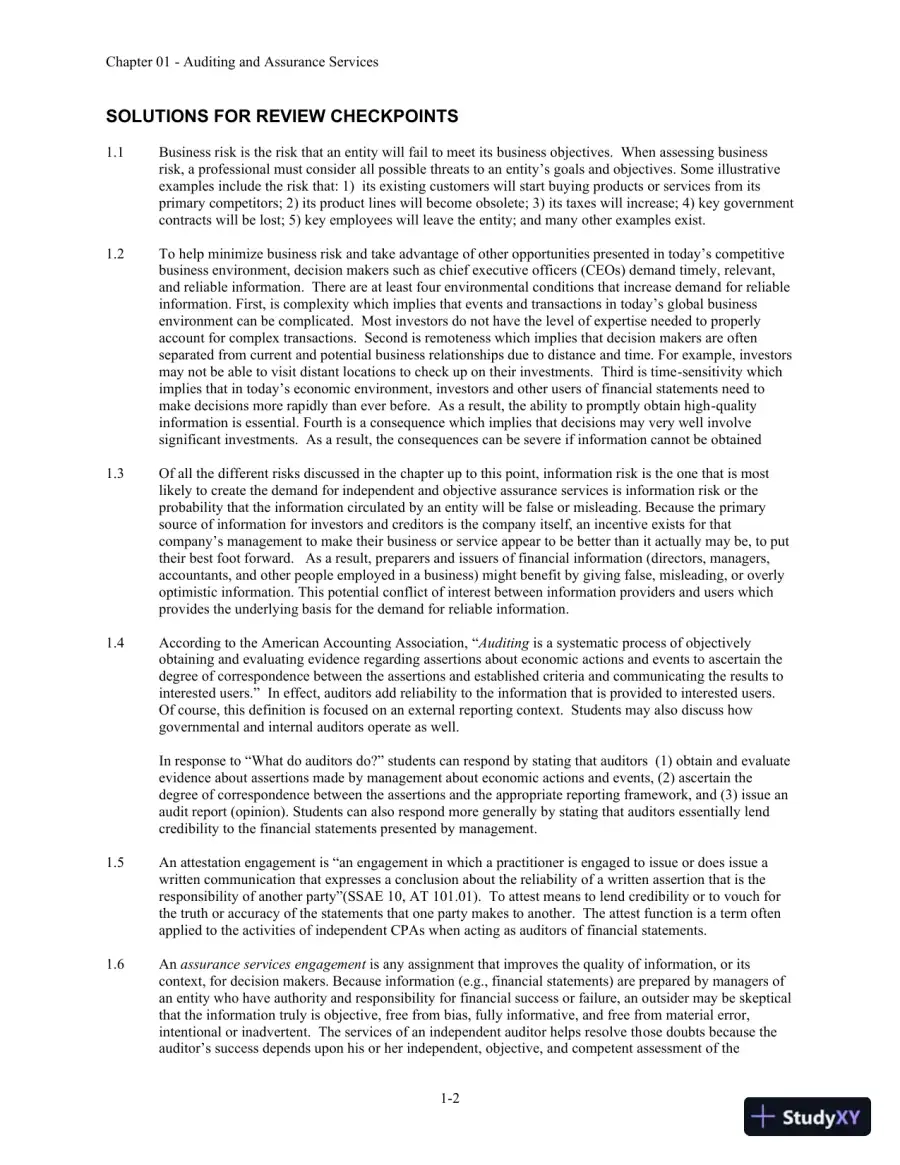 Auditing and Assurance Services 6th Edition Solution Manual, page 3