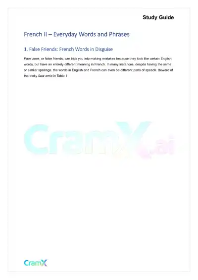 French II – Everyday Words and Phrases - Page 1 preview image