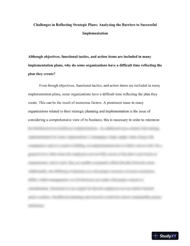 Challenges in Reflecting Strategic Plans: Analyzing the Barriers to Successful Implementation - Page 1 preview image