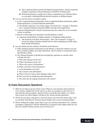 Class Notes for Nutrition and You, 4th Edition - Page 12 preview image
