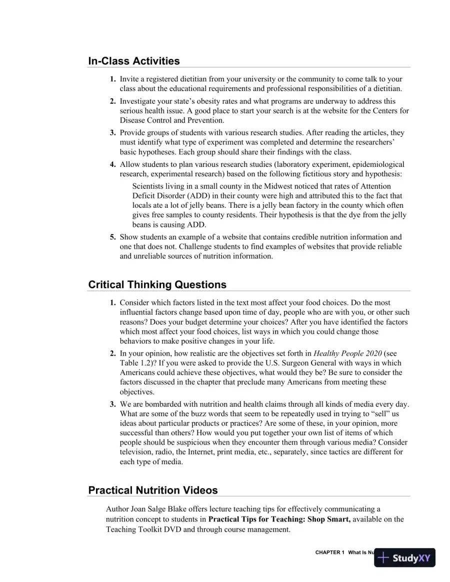 Class Notes for Nutrition and You, 4th Edition, page 13