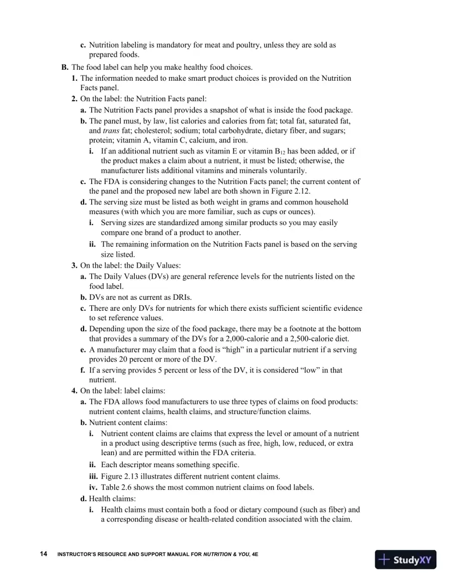 Class Notes for Nutrition and You, 4th Edition, page 20
