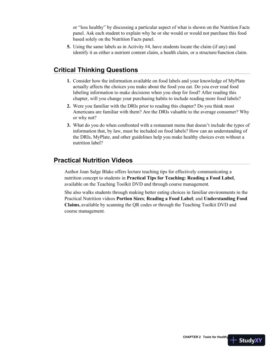 Class Notes for Nutrition and You, 4th Edition, page 23