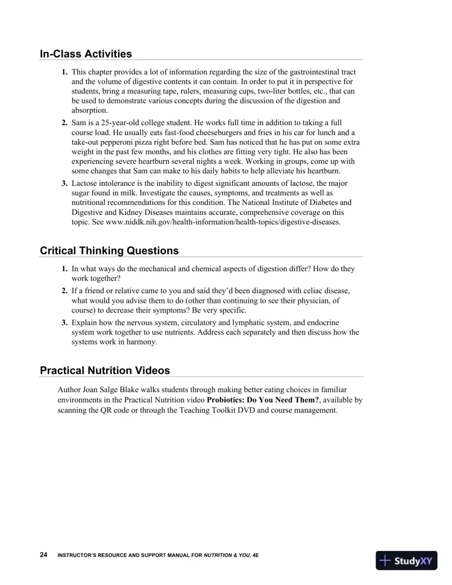 Class Notes for Nutrition and You, 4th Edition, page 30