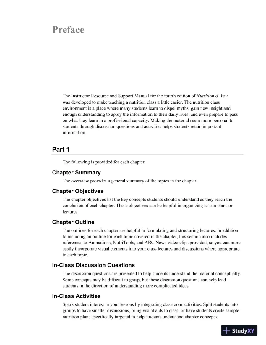 Class Notes for Nutrition and You, 4th Edition, page 4