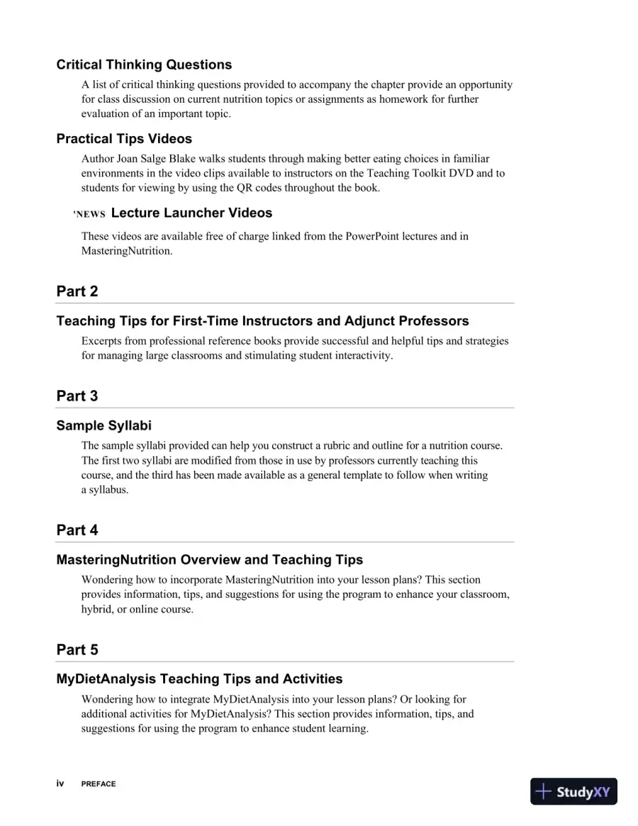 Class Notes for Nutrition and You, 4th Edition, page 5