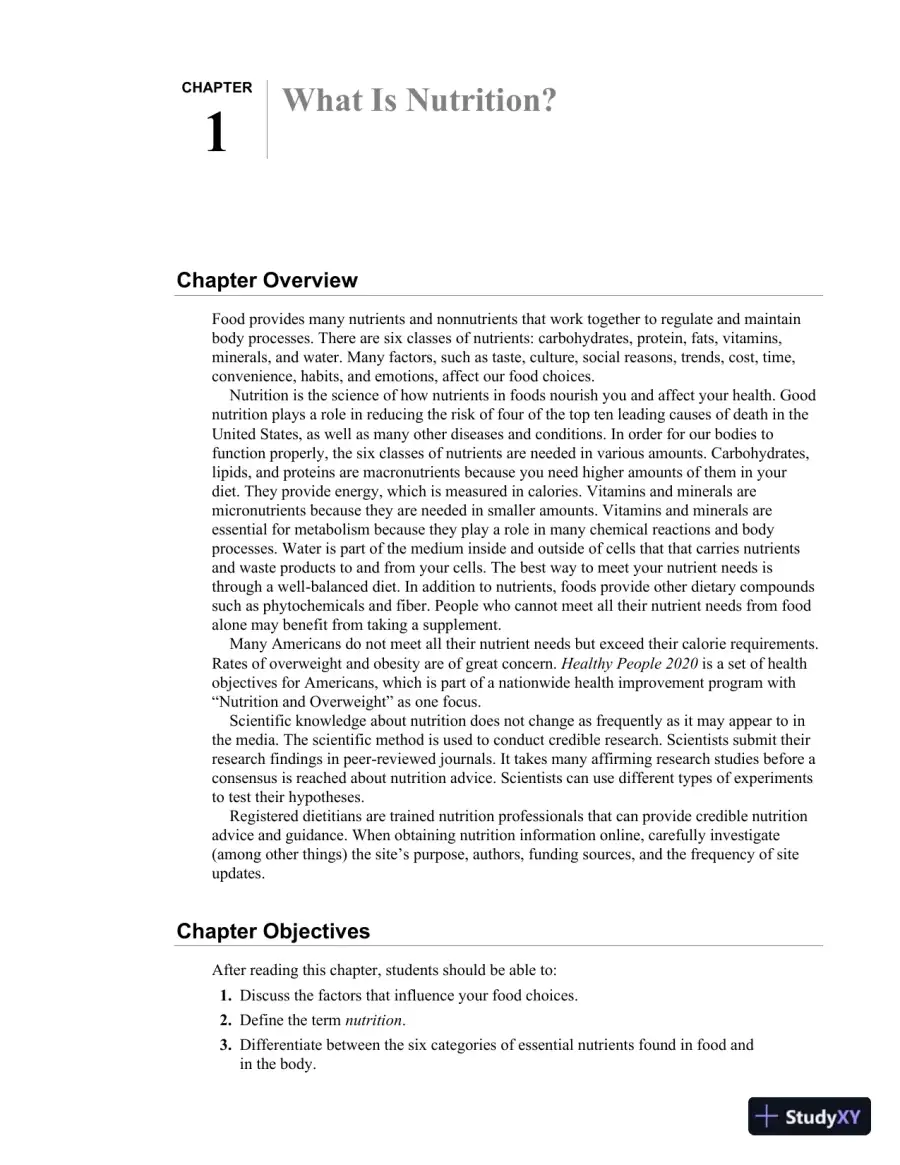 Class Notes for Nutrition and You, 4th Edition, page 7