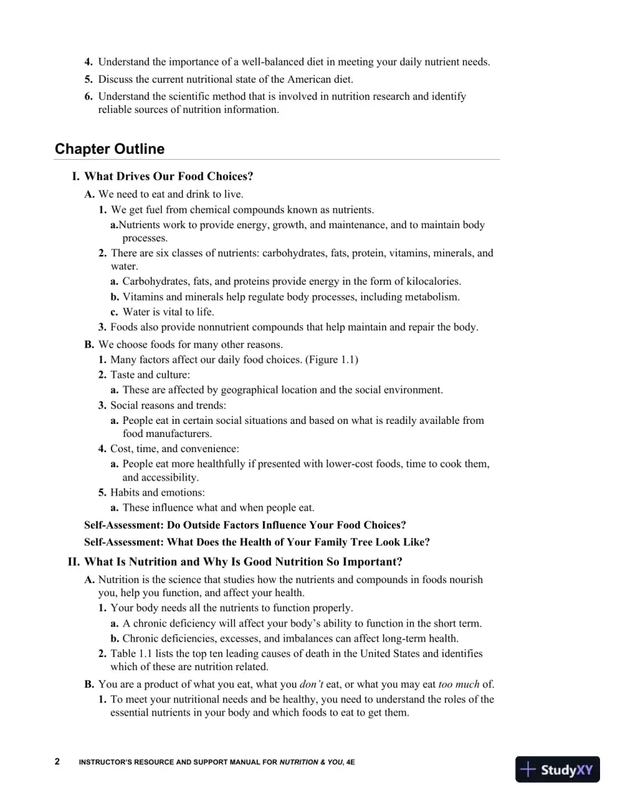 Class Notes for Nutrition and You, 4th Edition, page 8