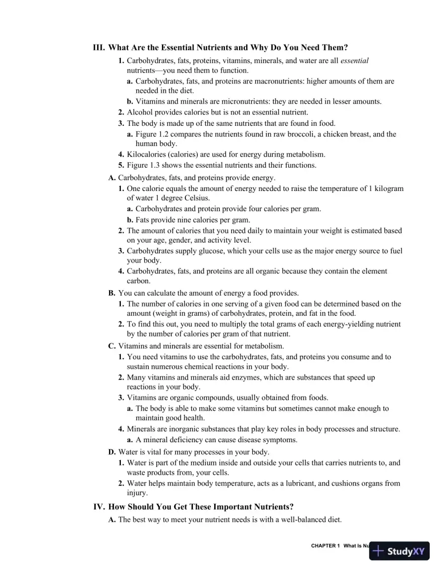 Class Notes for Nutrition and You, 4th Edition, page 9