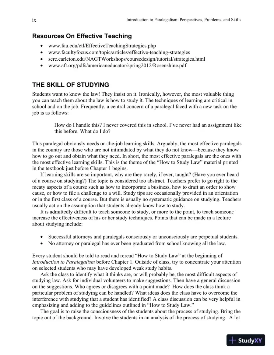 Solution Manual for Introduction to Paralegalism: Perspectives, Problems and Skills, 8th Edition, page 10