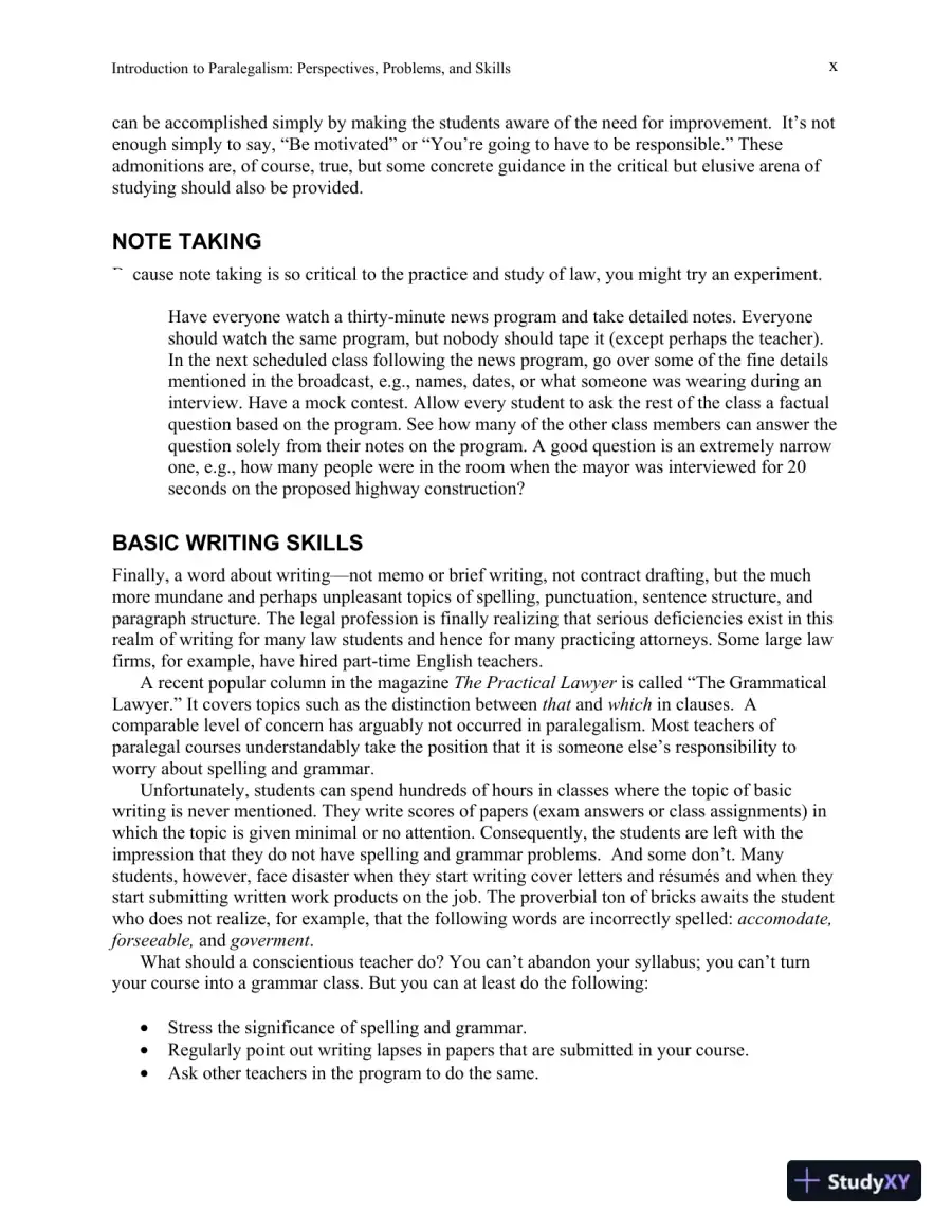 Solution Manual for Introduction to Paralegalism: Perspectives, Problems and Skills, 8th Edition, page 11
