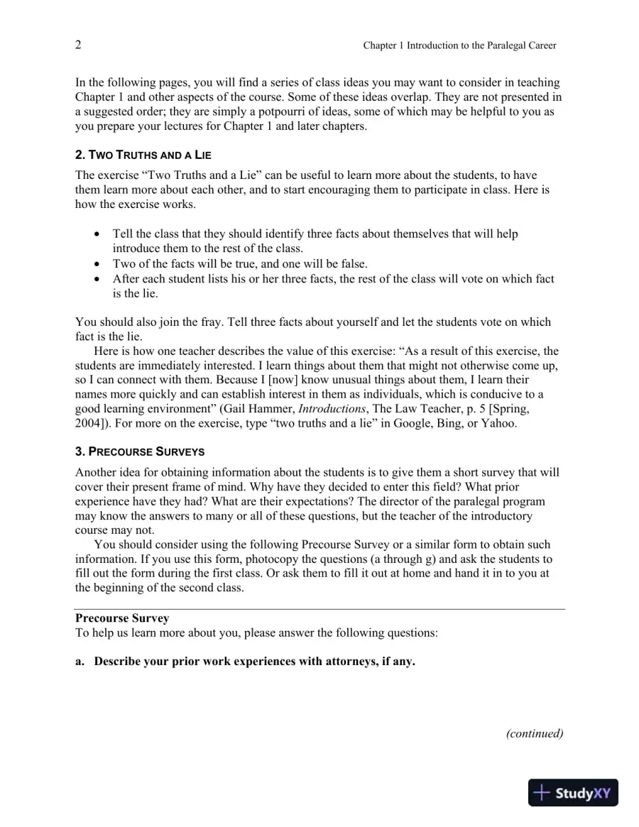 Solution Manual for Introduction to Paralegalism: Perspectives, Problems and Skills, 8th Edition, page 14