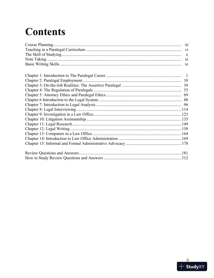 Solution Manual for Introduction to Paralegalism: Perspectives, Problems and Skills, 8th Edition, page 3