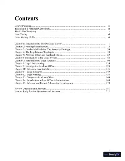 Solution Manual for Introduction to Paralegalism: Perspectives, Problems and Skills, 8th Edition - Page 3 preview image