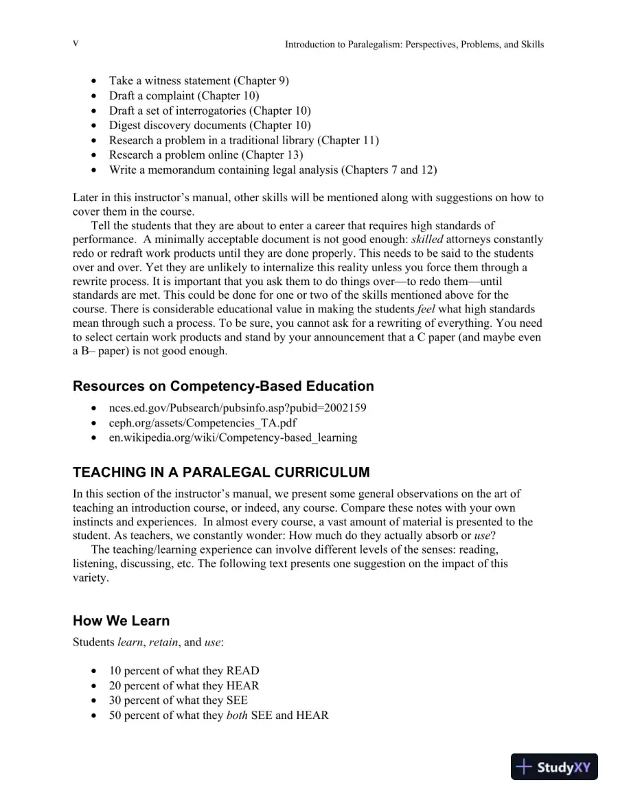 Solution Manual for Introduction to Paralegalism: Perspectives, Problems and Skills, 8th Edition, page 6