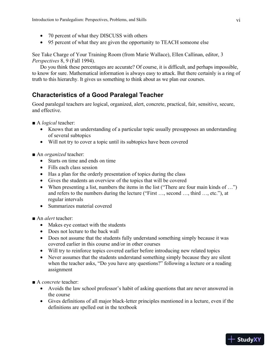 Solution Manual for Introduction to Paralegalism: Perspectives, Problems and Skills, 8th Edition, page 7