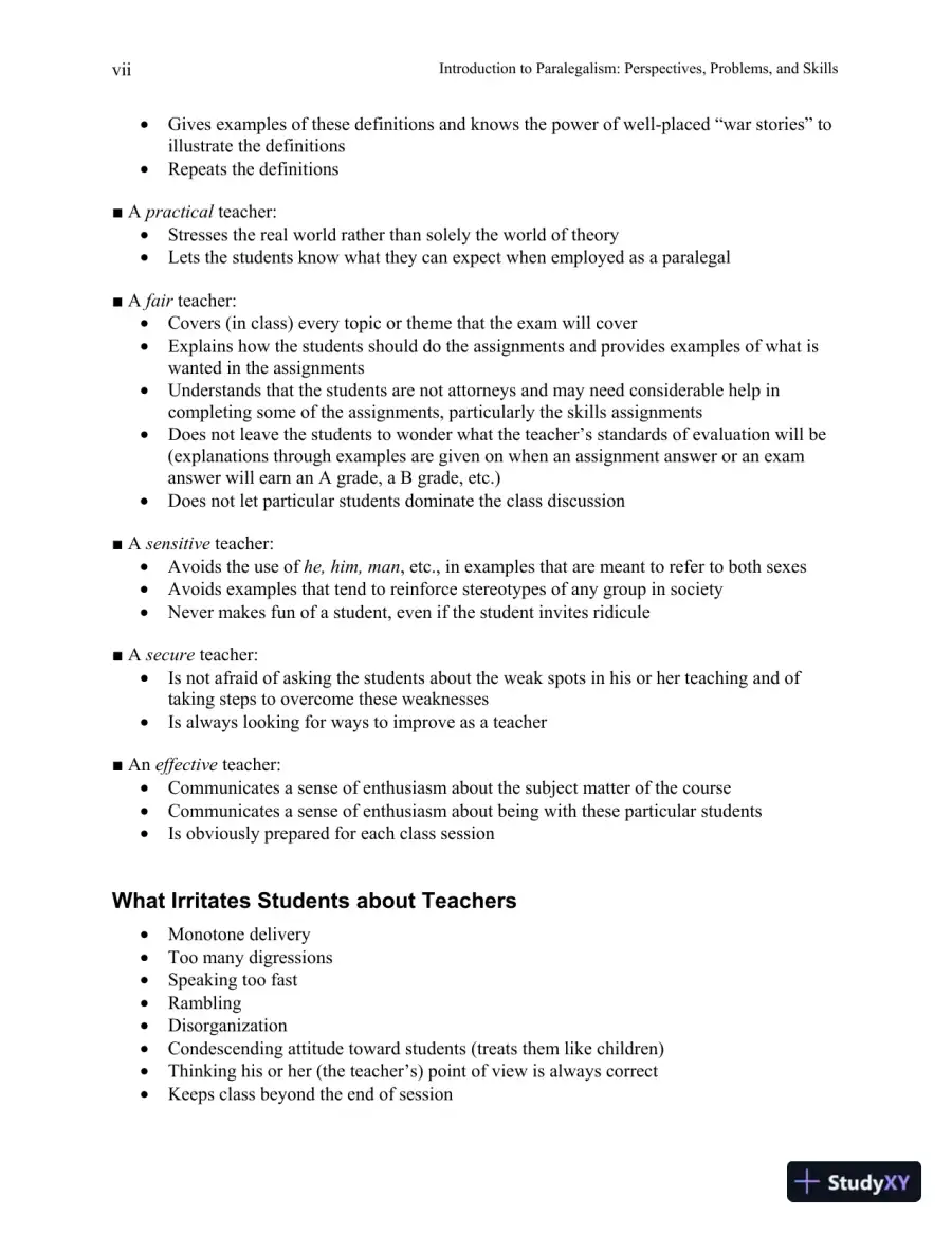 Solution Manual for Introduction to Paralegalism: Perspectives, Problems and Skills, 8th Edition, page 8