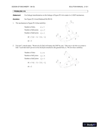 Solution Manual for Design of Machinery: An Introduction to the Synthesis and Analysis of Mechanisms and Machines, 5th Edition - Page 13 preview image