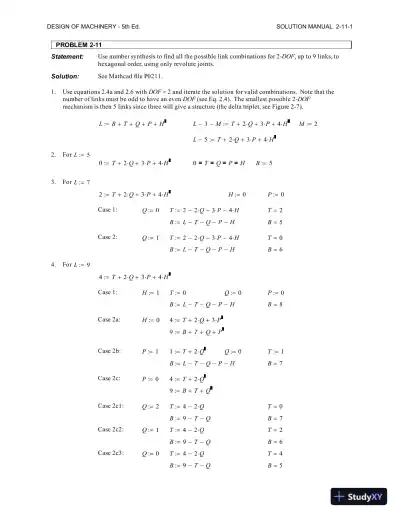 Solution Manual for Design of Machinery: An Introduction to the Synthesis and Analysis of Mechanisms and Machines, 5th Edition - Page 14 preview image