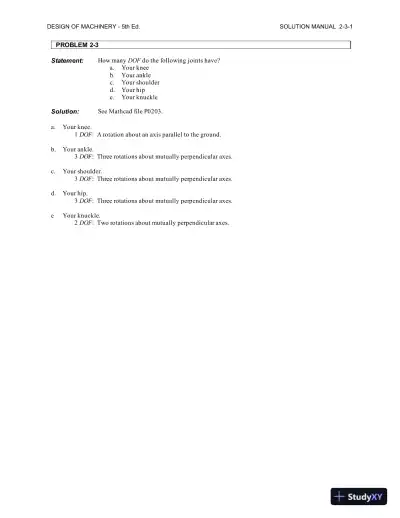 Solution Manual for Design of Machinery: An Introduction to the Synthesis and Analysis of Mechanisms and Machines, 5th Edition - Page 5 preview image