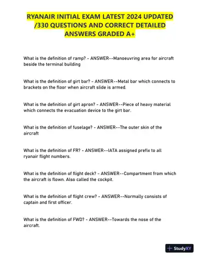 2024 RYANAIR Initial Exam with Answers (330 Solved Questions) - Page 10 preview image