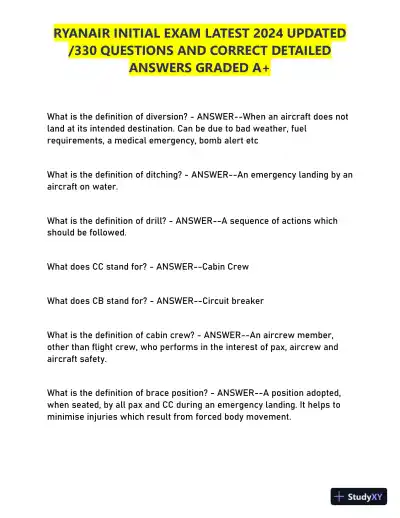 2024 RYANAIR Initial Exam with Answers (330 Solved Questions) - Page 11 preview image