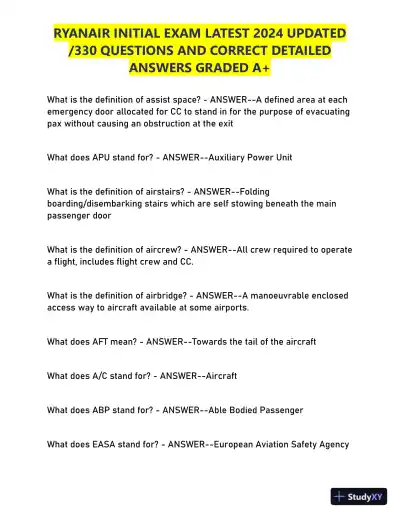 2024 RYANAIR Initial Exam with Answers (330 Solved Questions) - Page 12 preview image