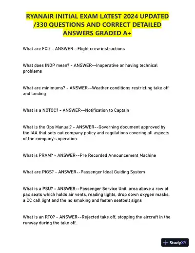 2024 RYANAIR Initial Exam with Answers (330 Solved Questions) - Page 13 preview image