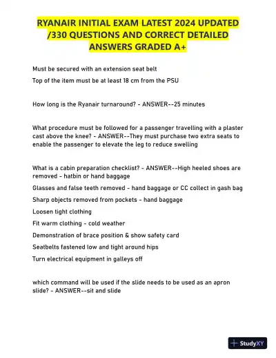 2024 RYANAIR Initial Exam with Answers (330 Solved Questions) - Page 15 preview image