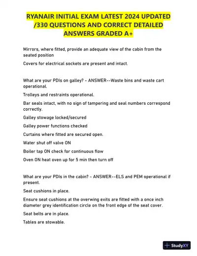 2024 RYANAIR Initial Exam with Answers (330 Solved Questions) - Page 5 preview image