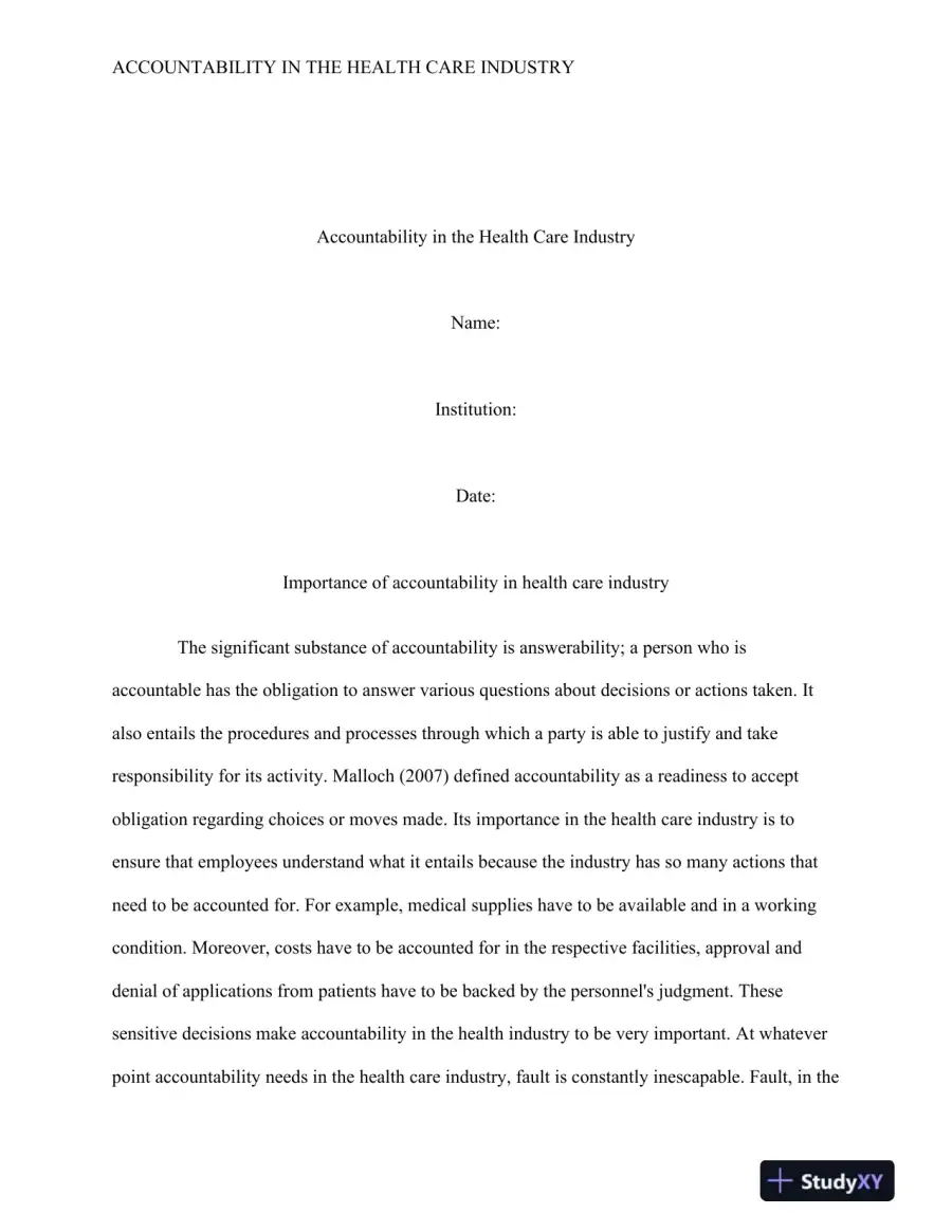Accountability in the Health Care Industry, page 3