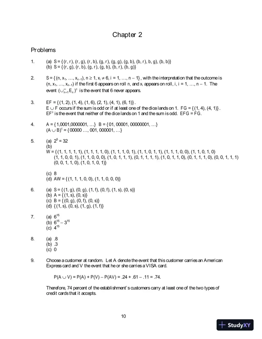 Solution Manual for First Course in Probability, 9th Edition, page 13