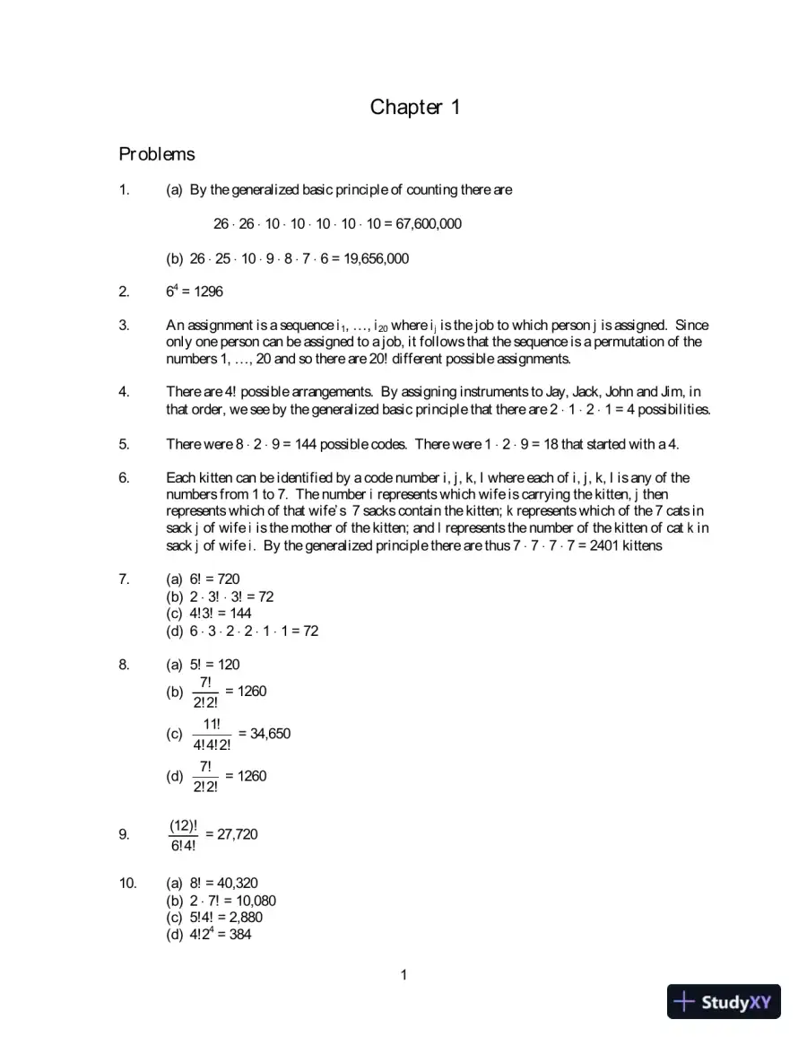 Solution Manual for First Course in Probability, 9th Edition, page 4