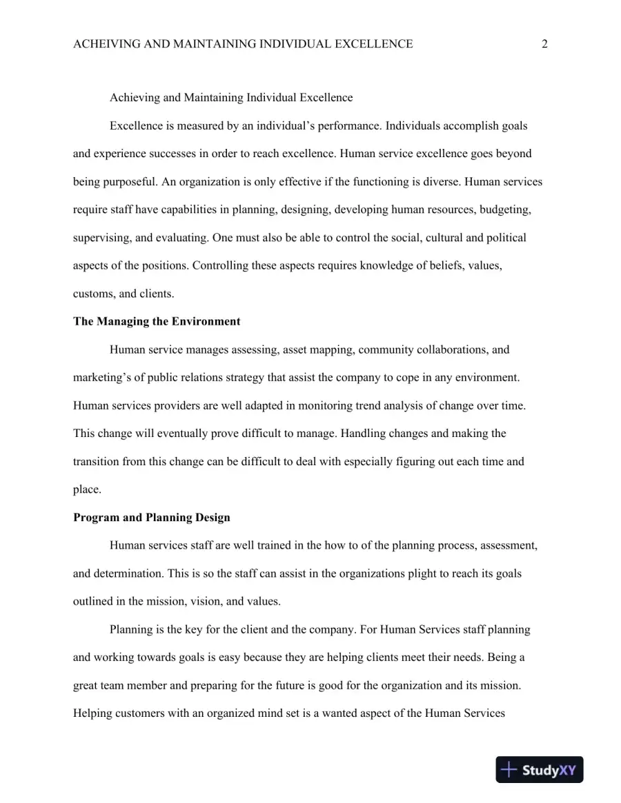 BSHS 462 BUILDING COMMUNITY IN ORGANIZATIONS: Achieving and Maintaining Individual Excellence, page 3