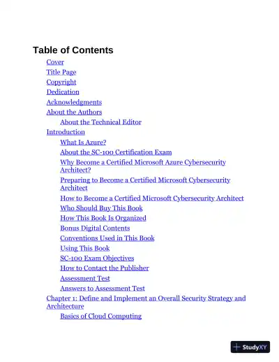MCE Microsoft Certified Expert Cybersecurity Architect Study Guide: Exam SC-100 (2023) - Page 3 preview image
