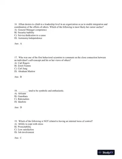 Managing Human Behavior in Public and Nonprofit Organizations Fourth Edition Test Bank - Page 14 preview image