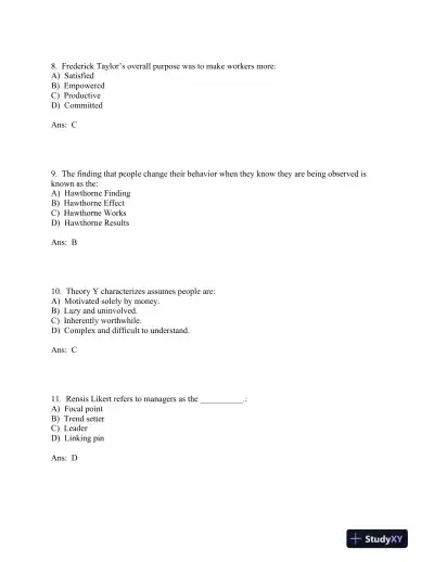 Managing Human Behavior in Public and Nonprofit Organizations Fourth Edition Test Bank - Page 4 preview image