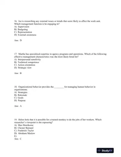 Managing Human Behavior in Public and Nonprofit Organizations Fourth Edition Test Bank - Page 6 preview image